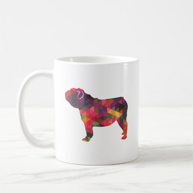 English Bulldog Hund Rasse Geo Silhouette Multi Kaffeetasse (Links)