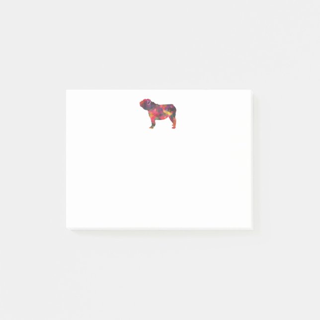 English Bulldog Hund Rasse Geo Silhouette Multi Post-it Klebezettel (Vorderseite)