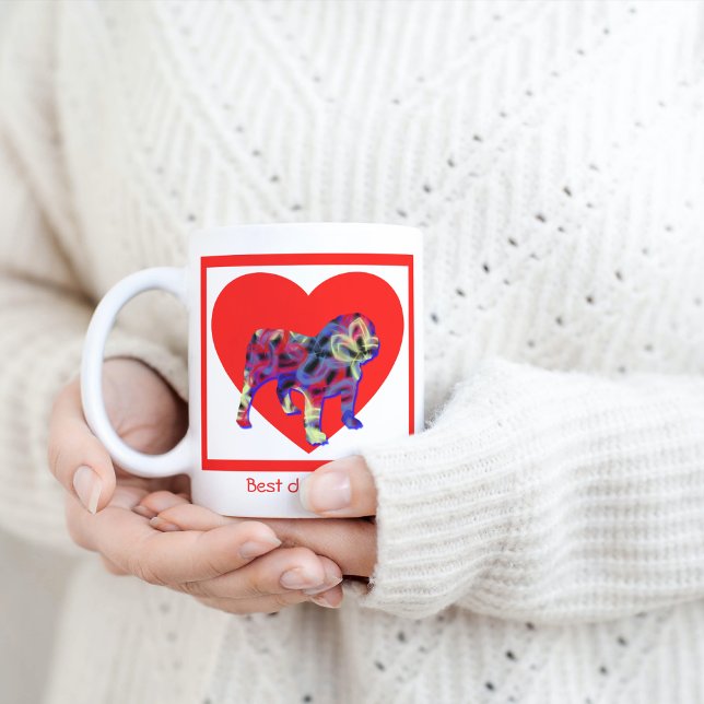 English Bulldog Hund Red Valentine's Day Heart Kaffeetasse (Bulldog Best Dog Mom Heart mug)