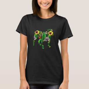 English Bulldog Hund Silhouette Floral T-Shirt