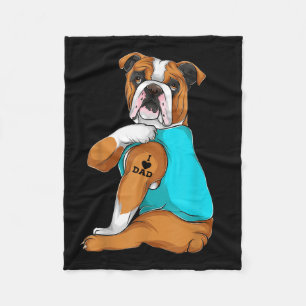 English Bulldog I Liebe Vater Tattoo Apparel, Dog  Fleecedecke