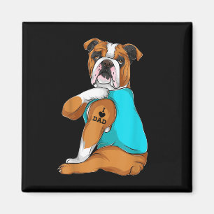 English Bulldog I Liebe Vater Tattoo Apparel, Dog  Magnet