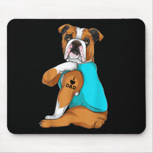 English Bulldog I Liebe Vater Tattoo Apparel, Dog Mousepad