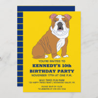 English Bulldog Illustration Custom Birthday Party