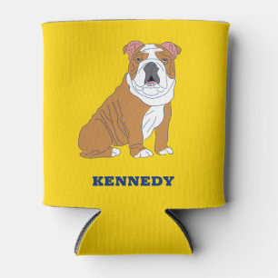 English Bulldog Illustration Personalisiert Dosenkühler