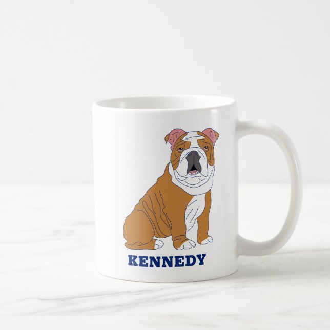English Bulldog Illustration Personalisiert Kaffeetasse (Rechts)