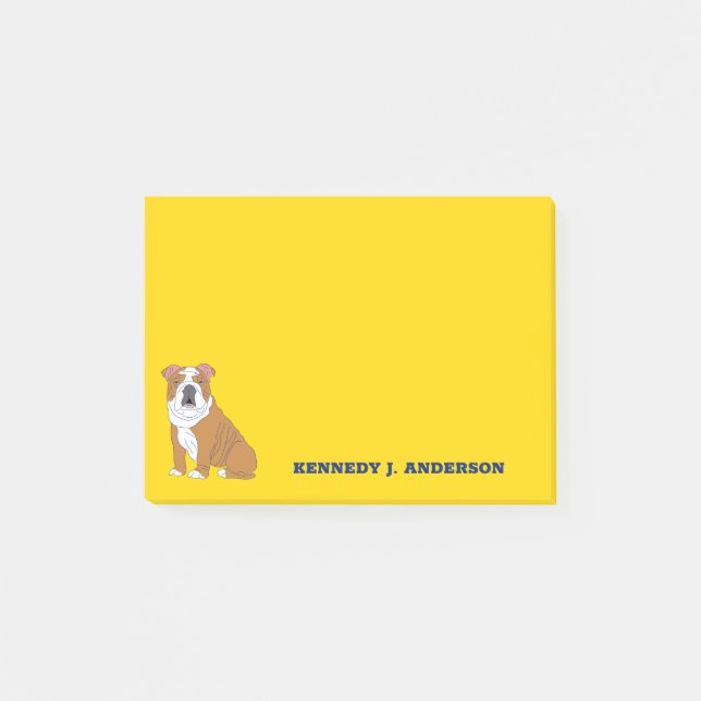 English Bulldog Illustration Personalisiert Post-it Klebezettel (Vorderseite)