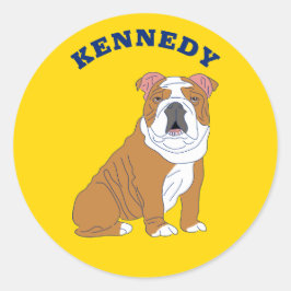 English Bulldog Illustration Personalisiert Runder Aufkleber