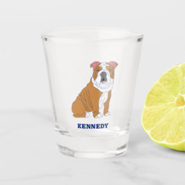 English Bulldog Illustration Personalisiert Schnapsglas