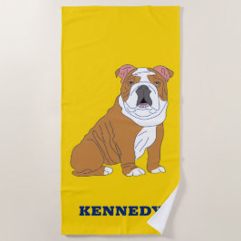 English Bulldog Illustration Personalisiert Strandtuch