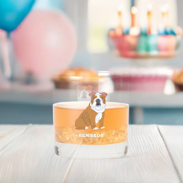 English Bulldog Illustration Personalisiert Whiskyglas