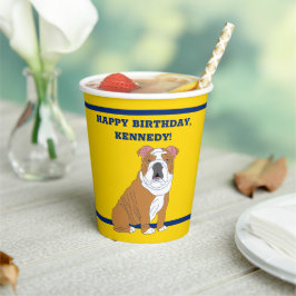 English Bulldog Illustration Personalisiertes Part Pappbecher