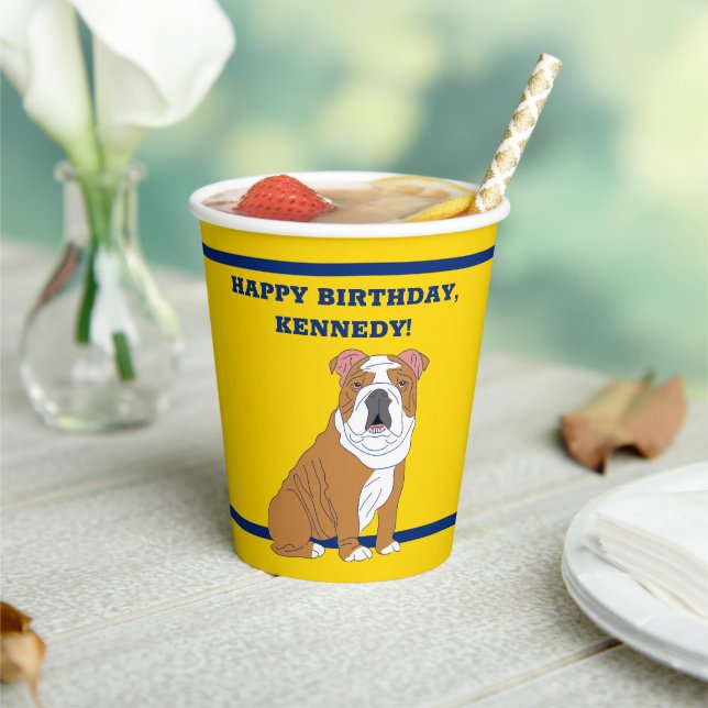 English Bulldog Illustration Personalisiertes Part Pappbecher (In Situ)