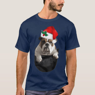 English Bulldog in Pocket Dog Weihnachts-T - Shirt