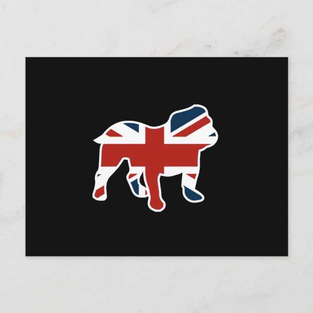 English Bulldog in Union Jack Flag Postkarte (Vorderseite)