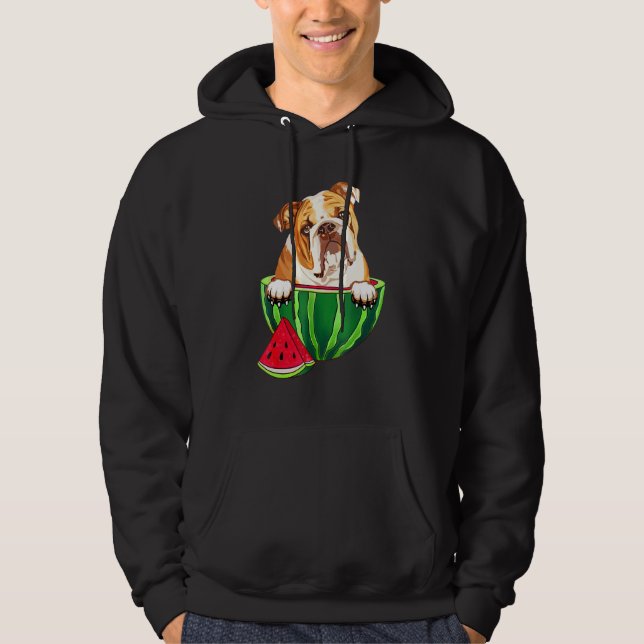 English Bulldog Inside Of A Watermelon Hoodie (Vorderseite)