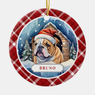English Bulldog Keramik Circle Ornament