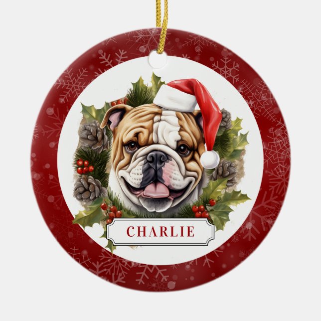 English Bulldog Keramik Circle Ornament (Vorne)