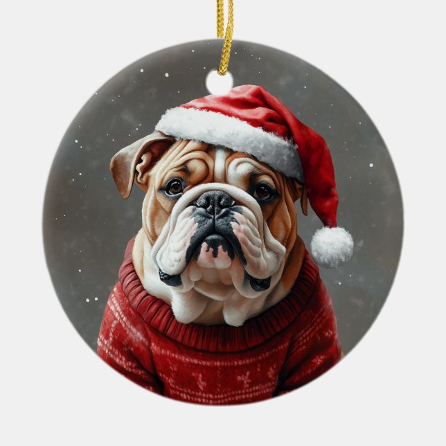 English Bulldog Keramik Ornament (Vorne)