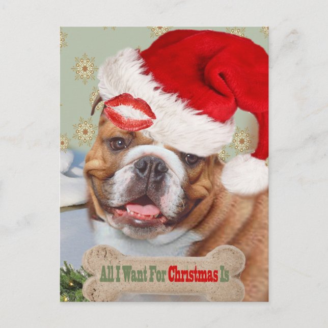 English Bulldog Kisses für Weihnachten (Vorderseite)