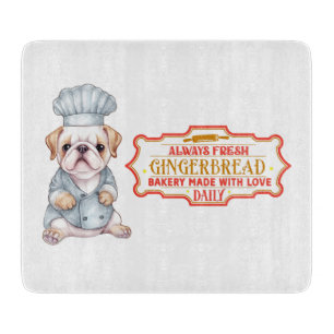 English Bulldog Koch Baking Gingerbrot Schneidebrett