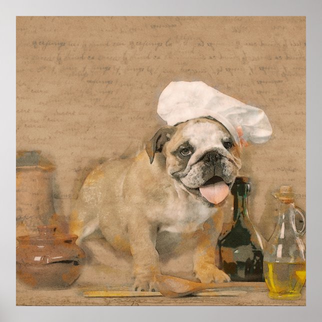 English Bulldog Koch Kitchen Print Poster (Vorne)