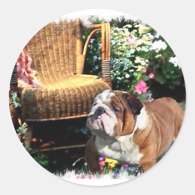 English Bulldog Kunstgeschenke Runder Aufkleber (Vorderseite)