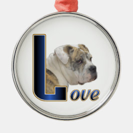 English Bulldog Liebe Silbernes Ornament