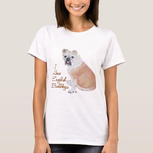 English Bulldog Liebe T-Shirt (Vorderseite)
