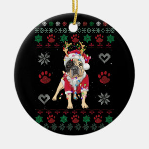 English Bulldog Lights Weihnachten Keramik Ornament
