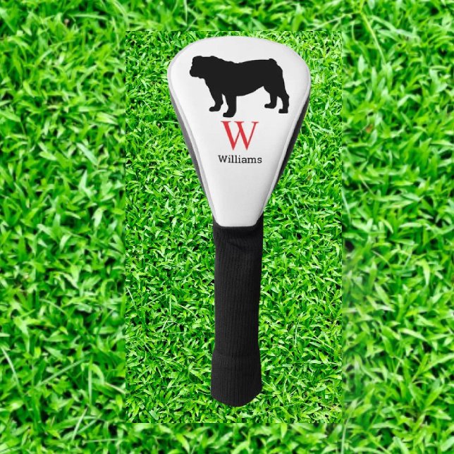 English Bulldog Lovers Golf Head Cover Golf Headcover (Elevate your golf game with our English Bulldog Monogram Golf Head Cover! )