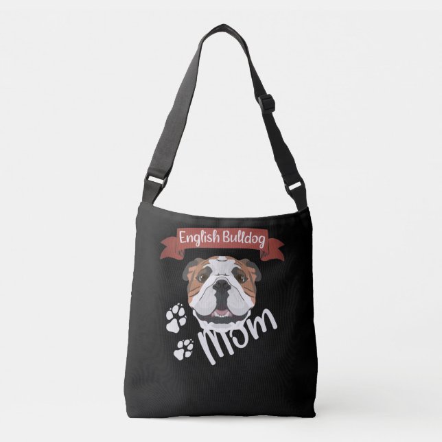 English Bulldog Mama, Hunde Mama Tragetaschen Mit Langen Trägern (Vorderseite)