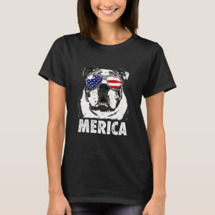 English Bulldog Merica Men Women Usa Flag T-Shirt