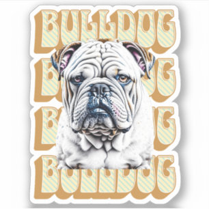 English Bulldog mit Retro-Schriftart Aufkleber