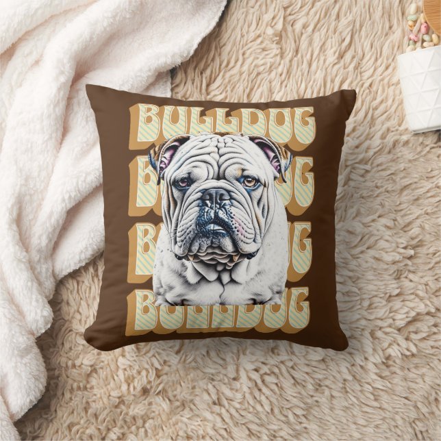 English Bulldog mit Retro-Schriftart Kissen (Decke)