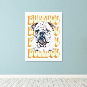 English Bulldog mit Retro-Schriftart Leinwanddruck