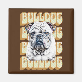 English Bulldog mit Retro-Schriftart Magnet