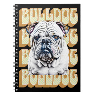 English Bulldog mit Retro-Schriftart Notizblock