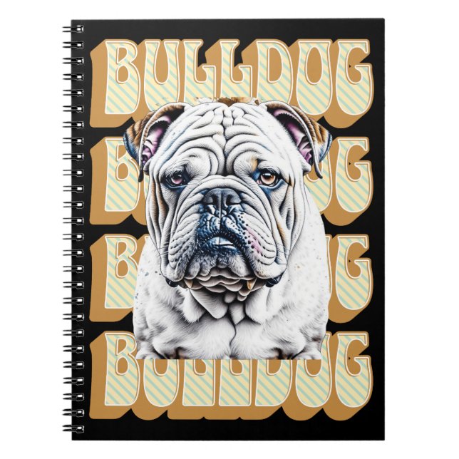 English Bulldog mit Retro-Schriftart Notizblock (Vorderseite)