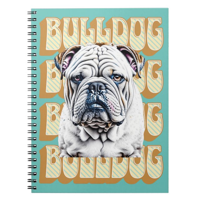 English Bulldog mit Retro-Schriftart Notizblock (Vorderseite)