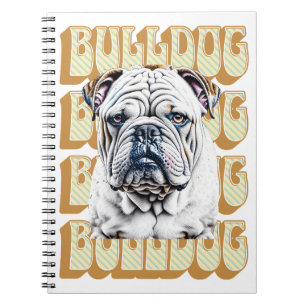 English Bulldog mit Retro-Schriftart Notizblock
