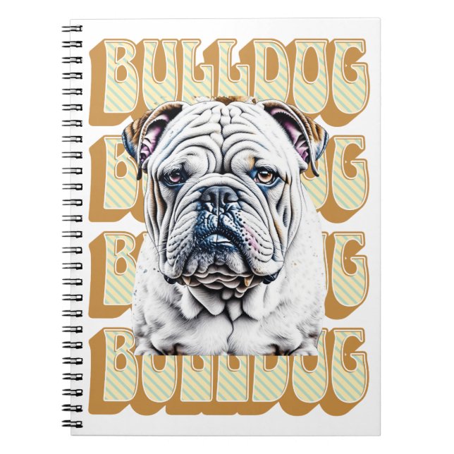 English Bulldog mit Retro-Schriftart Notizblock (Vorderseite)