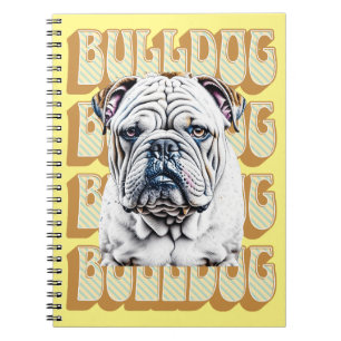English Bulldog mit Retro-Schriftart Notizblock