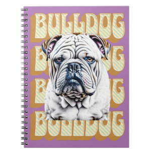 English Bulldog mit Retro-Schriftart Notizblock