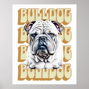 English Bulldog mit Retro-Schriftart Poster