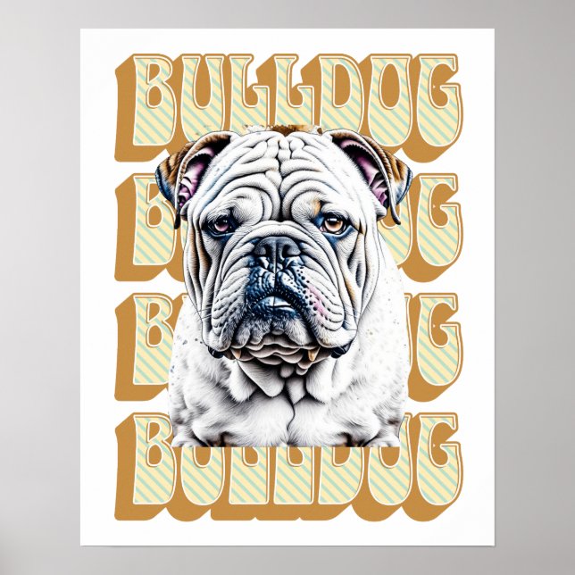 English Bulldog mit Retro-Schriftart Poster (Vorne)