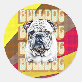 English Bulldog mit Retro-Schriftart Runder Aufkleber