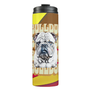 English Bulldog mit Retro-Schriftart Thermosbecher