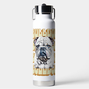 English Bulldog mit Retro-Schriftart Trinkflasche