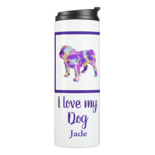 English Bulldog Niedlich Pet Silhouette Lila PY&B Thermosbecher